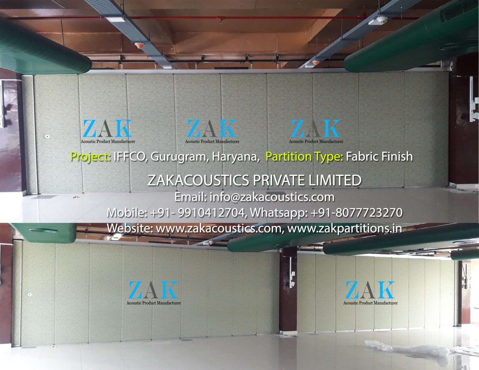 Sliding Movable Partition Fabric Finish, IFFCO Gurugram | ZAK Acoustics ...